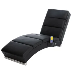 Relaxliege Leder mit Massagefunktion schwarz