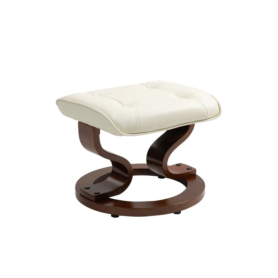 Relaxsessel Leder VITALII mit Hocker beige