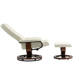 Relaxsessel Leder VITALII mit Hocker beige