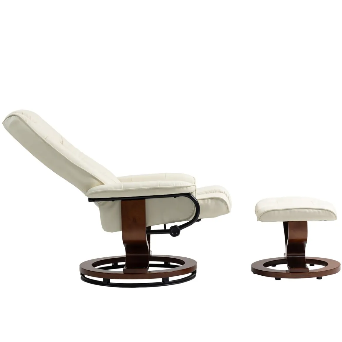Relaxsessel Leder VITALII mit Hocker beige