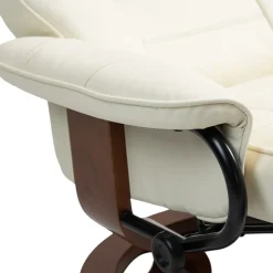Relaxsessel Leder VITALII mit Hocker beige
