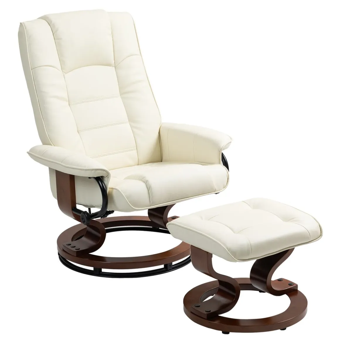Relaxsessel Leder VITALII mit Hocker beige