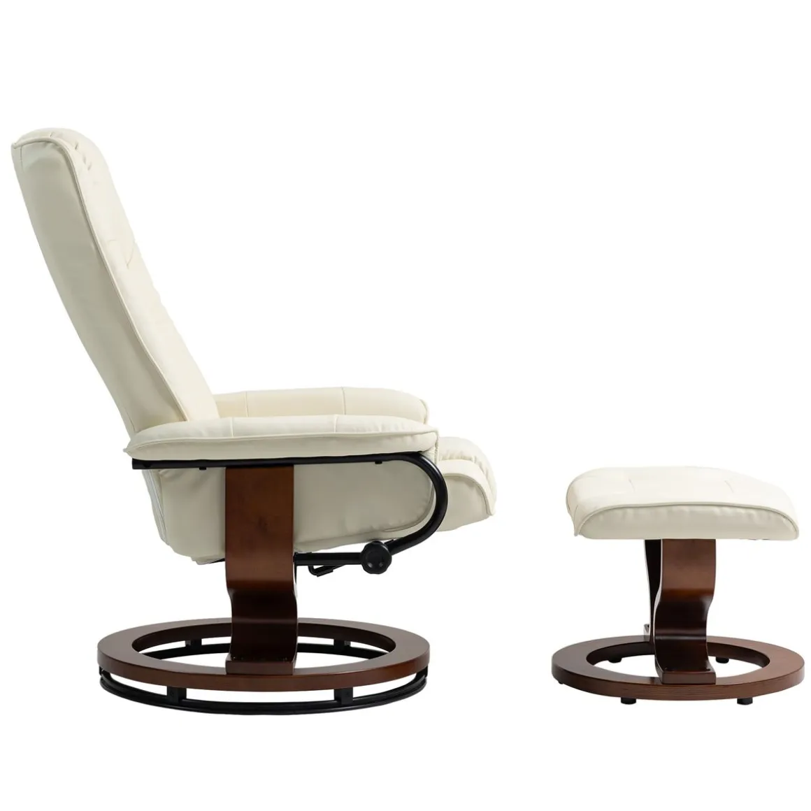 Relaxsessel Leder VITALII mit Hocker beige