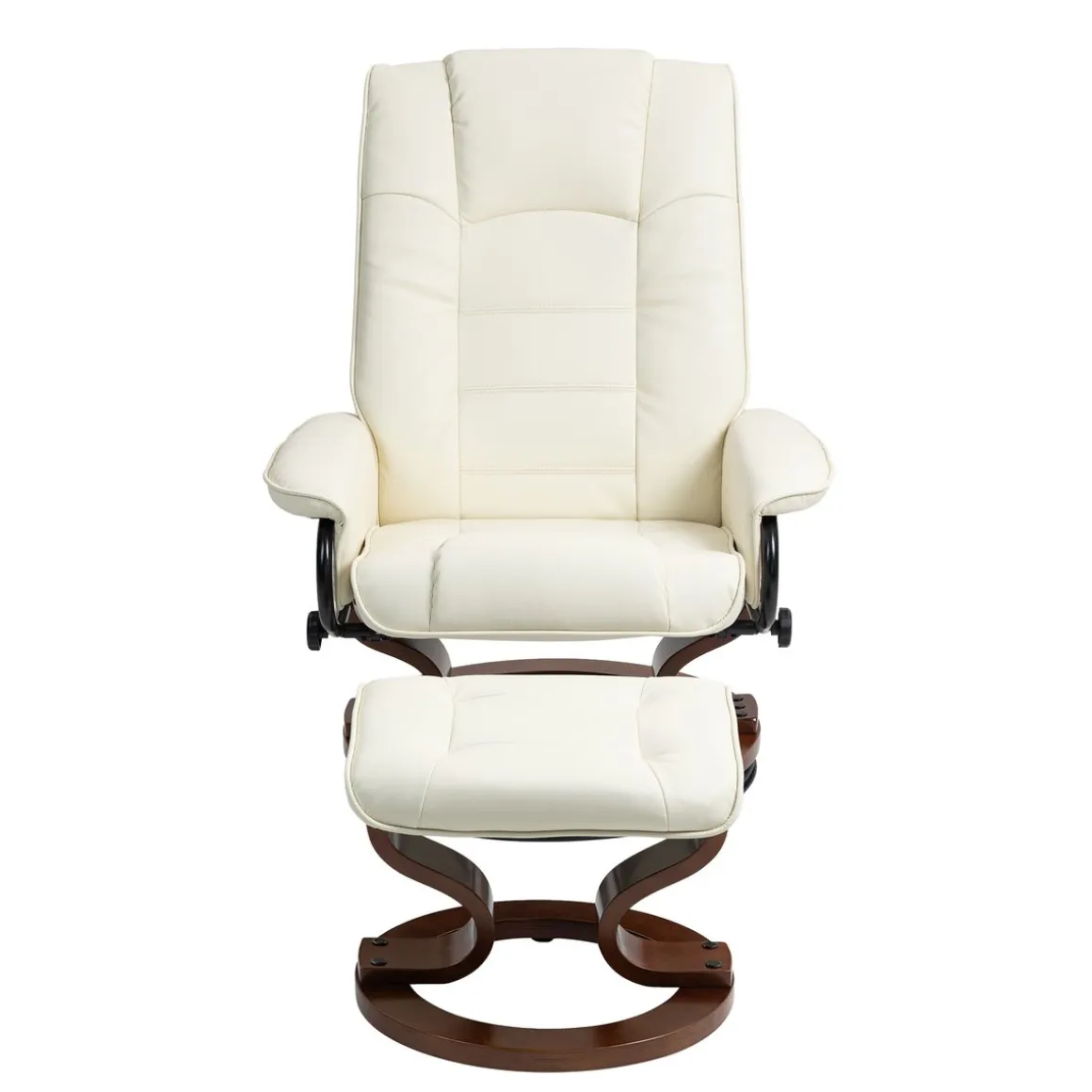 Relaxsessel Leder VITALII mit Hocker beige