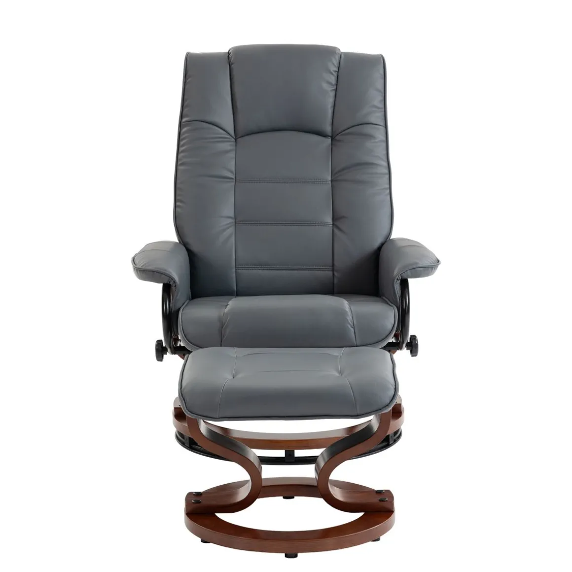 Relaxsessel Leder VITALII mit Hocker anthrazit