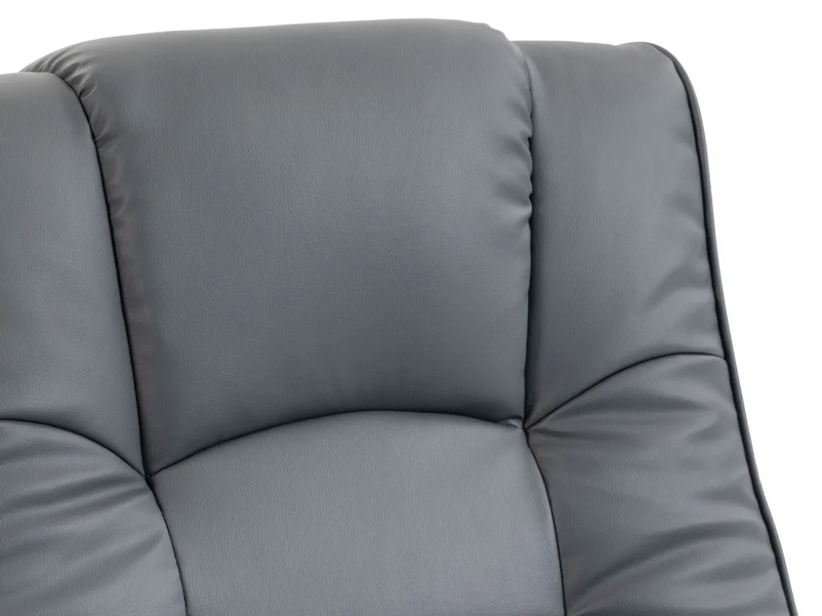Relaxsessel Leder VITALII mit Hocker anthrazit
