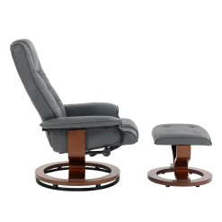 Relaxsessel Leder VITALII mit Hocker anthrazit