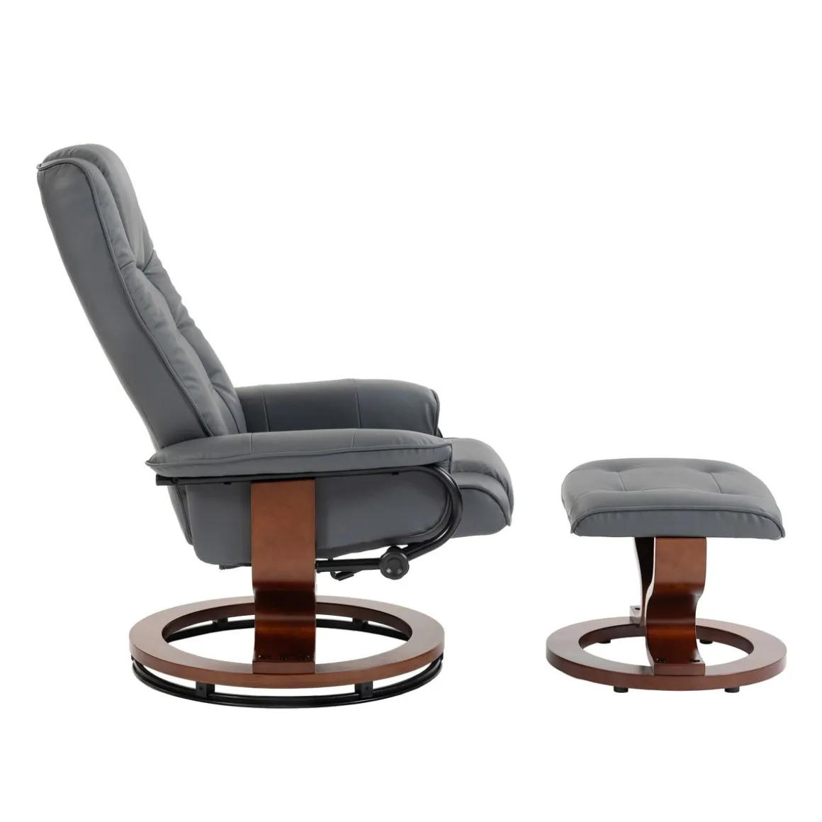 Relaxsessel Leder VITALII mit Hocker anthrazit