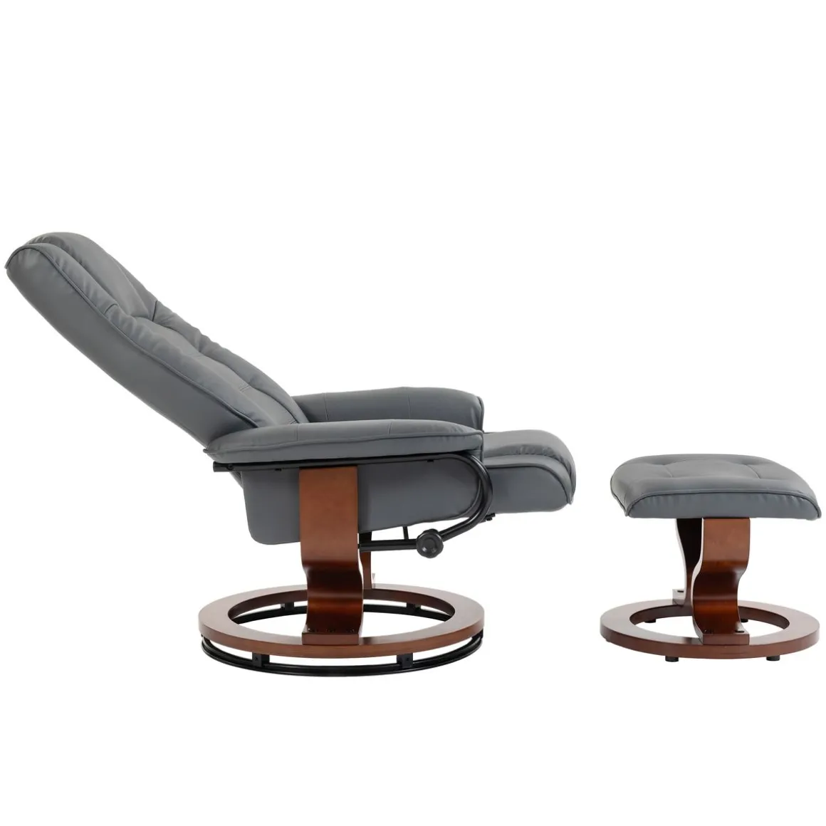 Relaxsessel Leder VITALII mit Hocker anthrazit
