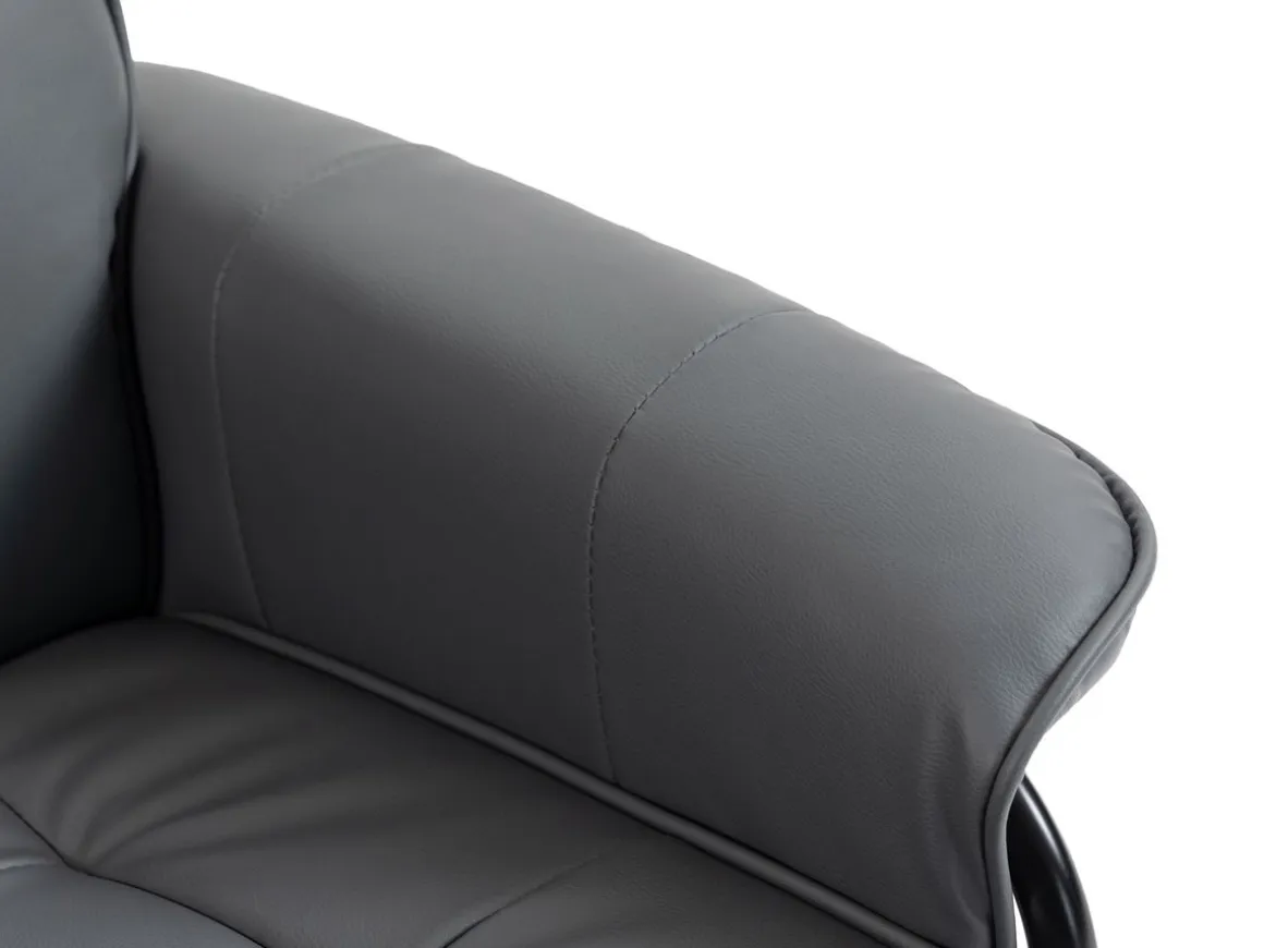 Relaxsessel Leder VITALII mit Hocker anthrazit