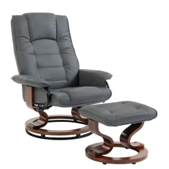 Relaxsessel Leder VITALII mit Hocker anthrazit
