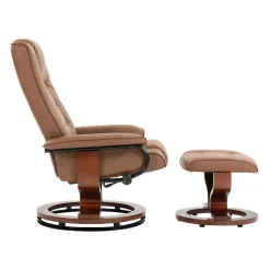 Relaxsessel Leder VITALII mit Hocker braun