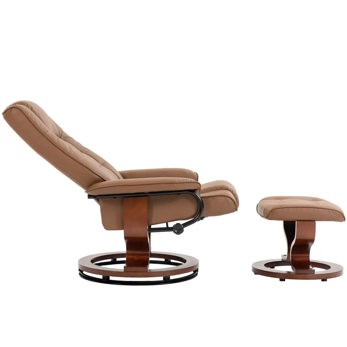Relaxsessel Leder VITALII mit Hocker braun