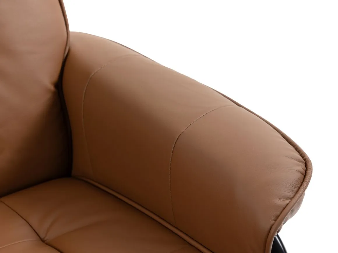Relaxsessel Leder VITALII mit Hocker braun