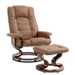 Relaxsessel Leder VITALII mit Hocker braun