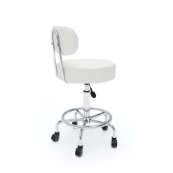 Rollhocker mit Rückenlehne SANDY weiss