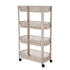 Rollwagen mit 4 Etagen klappbar 46 x 26 x 79 cm beige