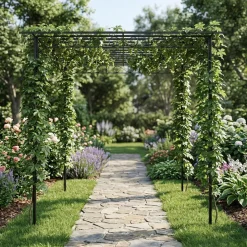 Rosenbogen Pergola 320 x 215 cm schwarz