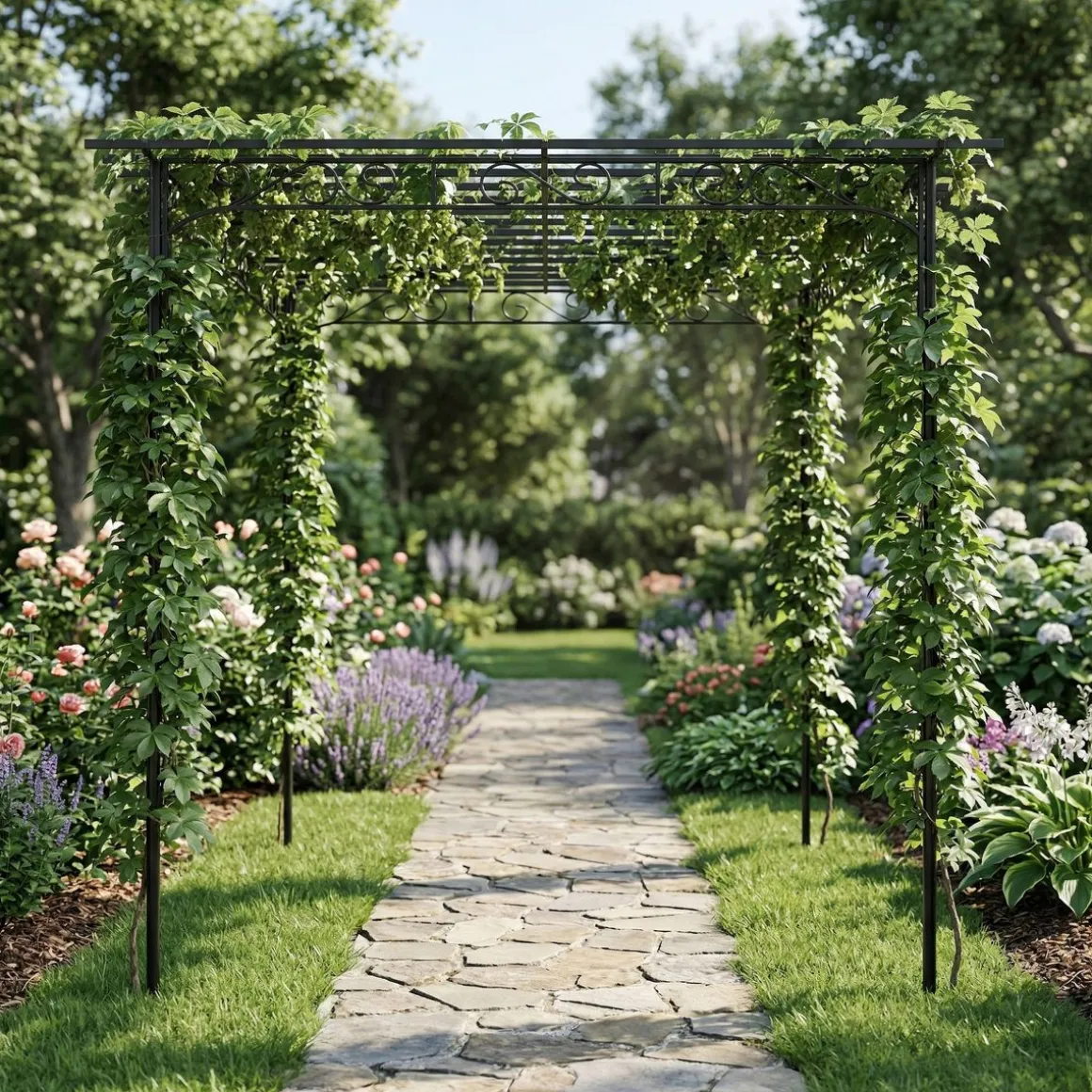 Rosenbogen Pergola 320 x 215 cm schwarz