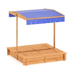 Sandkasten mit Schwenkdach und Sitzbänken