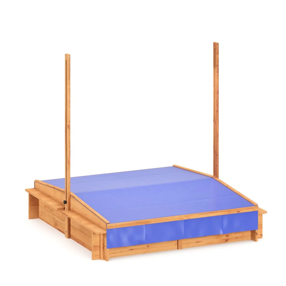 Sandkasten mit Schwenkdach und Sitzbänken