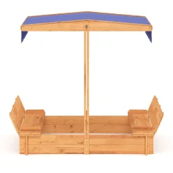 Sandkasten mit Schwenkdach und Sitzbänken