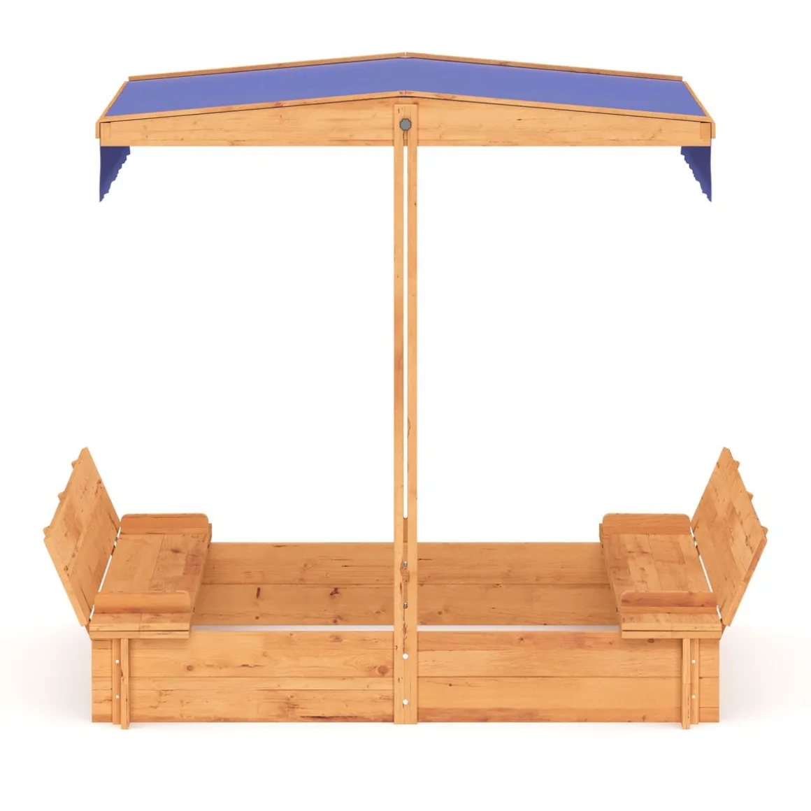 Sandkasten mit Schwenkdach und Sitzbänken