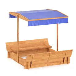 Sandkasten mit Schwenkdach und Sitzbänken