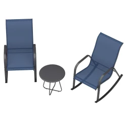 Schaukelstuhl Set SORANO 3-teilig blau | GONSER.CH