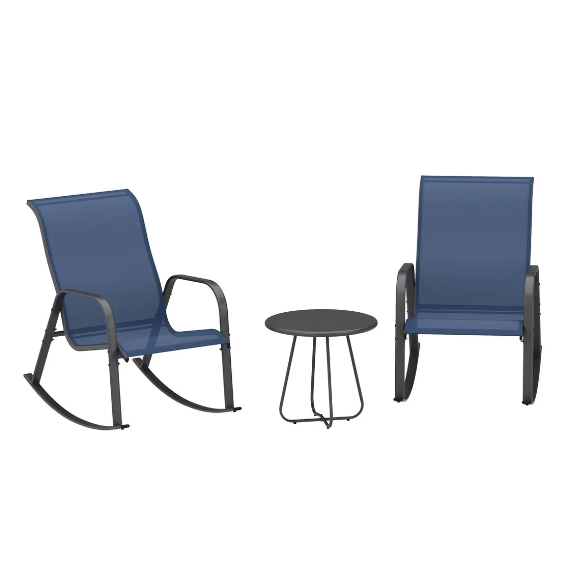 Schaukelstuhl Set SORANO 3-teilig blau | GONSER.CH