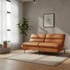 Schlafsofa Leder JIMMY braun