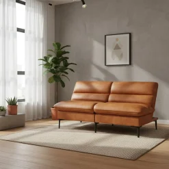 Schlafsofa Leder JIMMY braun