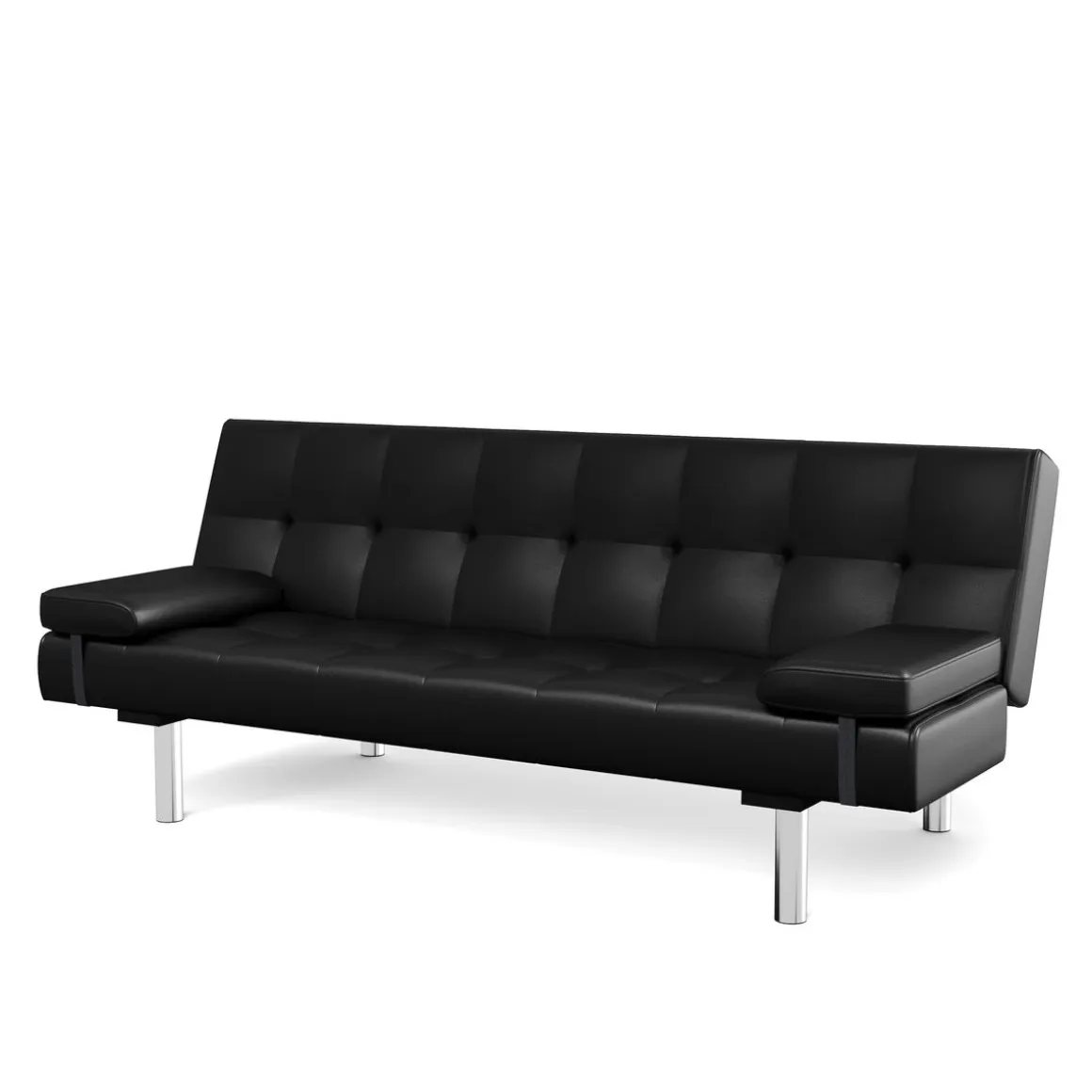 Schlafsofa Leder LENNY schwarz