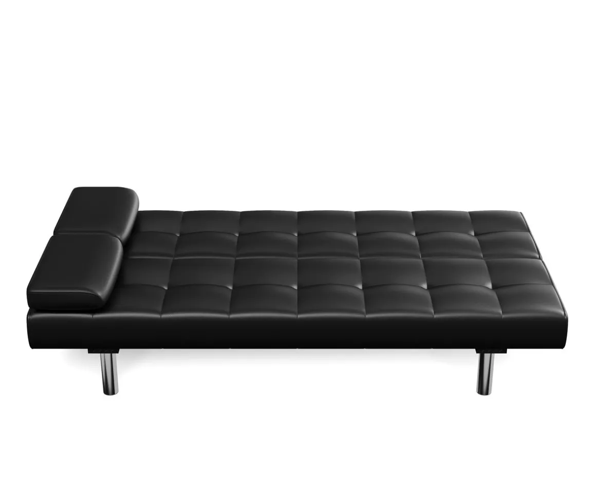 Schlafsofa Leder LENNY schwarz
