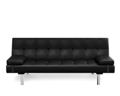Schlafsofa Leder LENNY schwarz