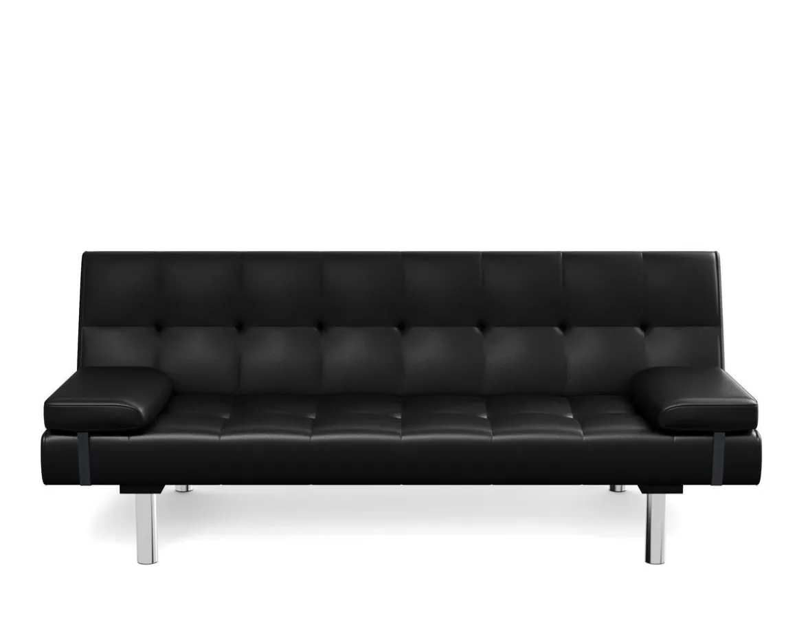 Schlafsofa Leder LENNY schwarz