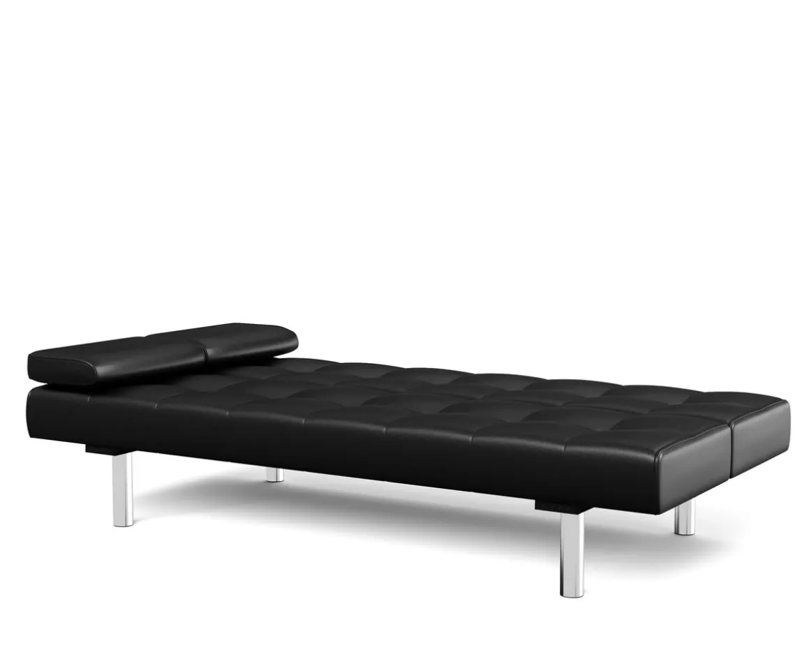 Schlafsofa Leder LENNY schwarz