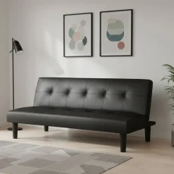 Schlafsofa Leder PUMA schwarz