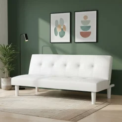 Schlafsofa Leder PUMA weiss