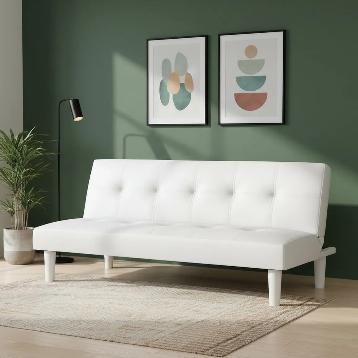 Schlafsofa Leder PUMA weiss