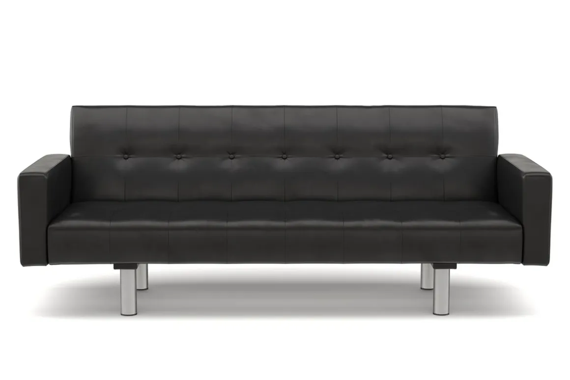 Schlafsofa Leder YALE schwarz
