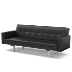 Schlafsofa Leder YALE schwarz