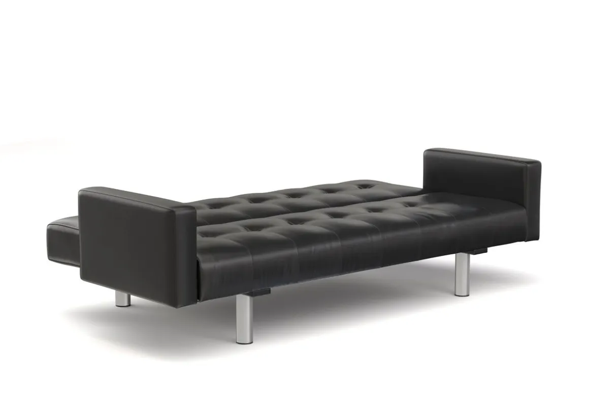 Schlafsofa Leder YALE schwarz