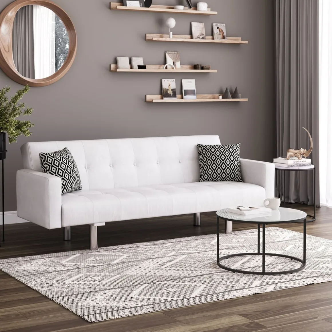 Schlafsofa Leder YALE weiss