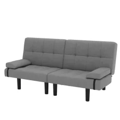Schlafsofa Leinen LINUS multifunktional grau