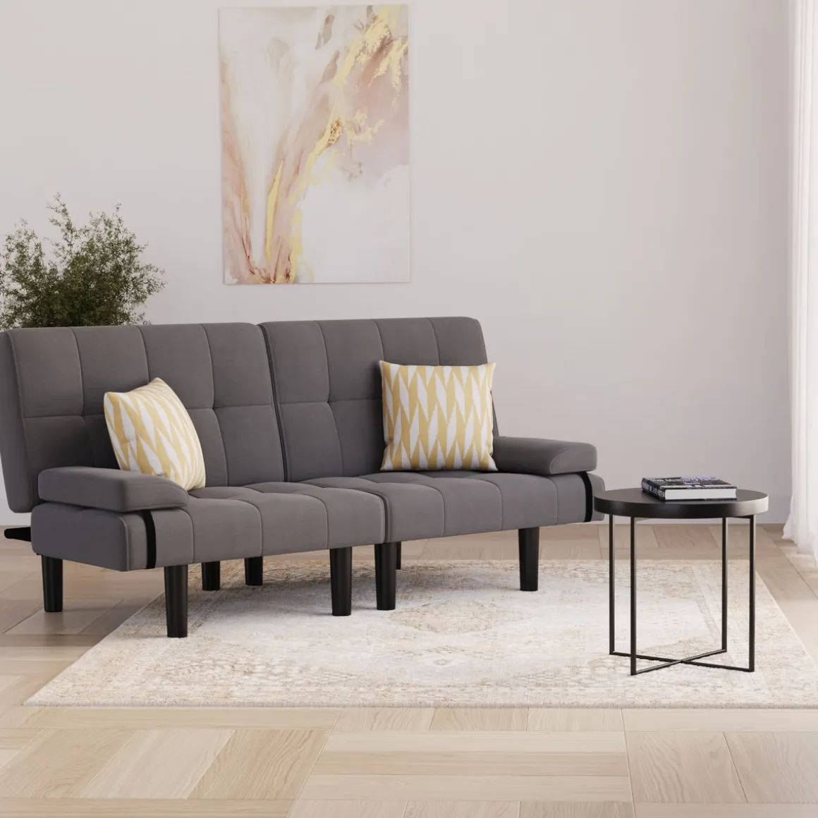 Schlafsofa Leinen LINUS multifunktional grau