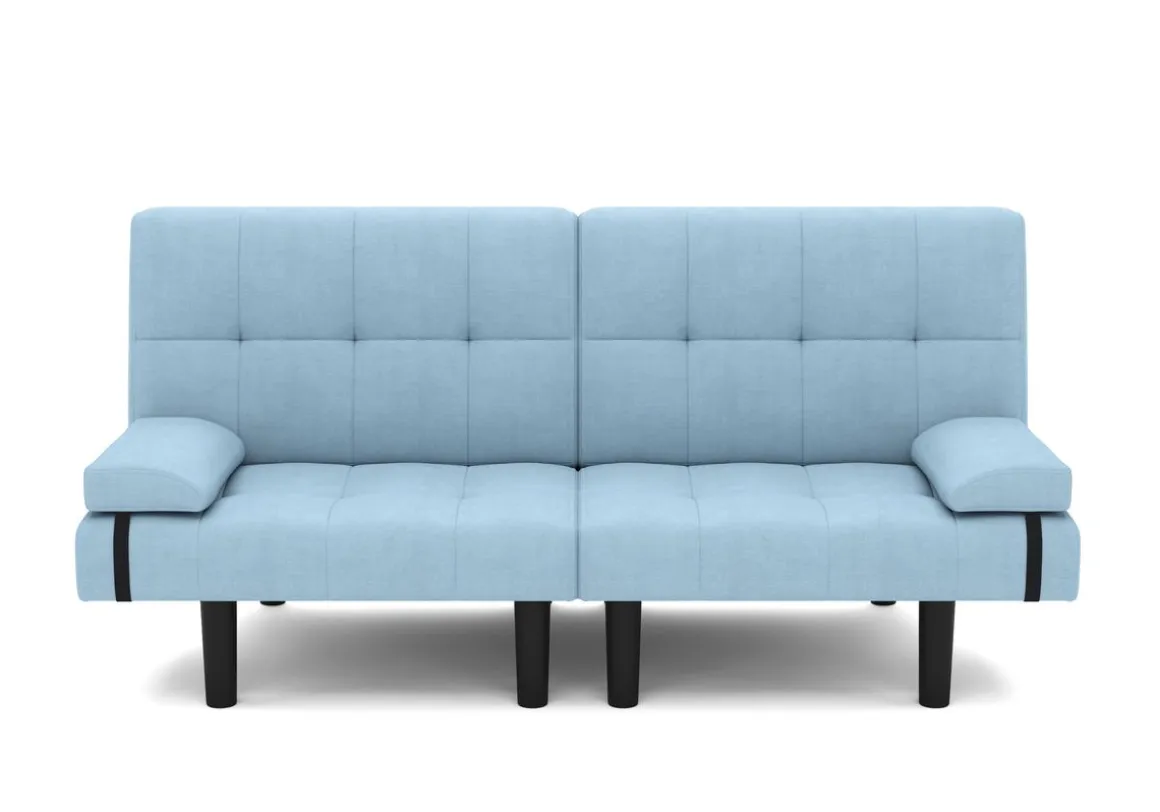 Schlafsofa Leinen LINUS multifunktional hellblau