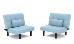 Schlafsofa Leinen LINUS multifunktional hellblau