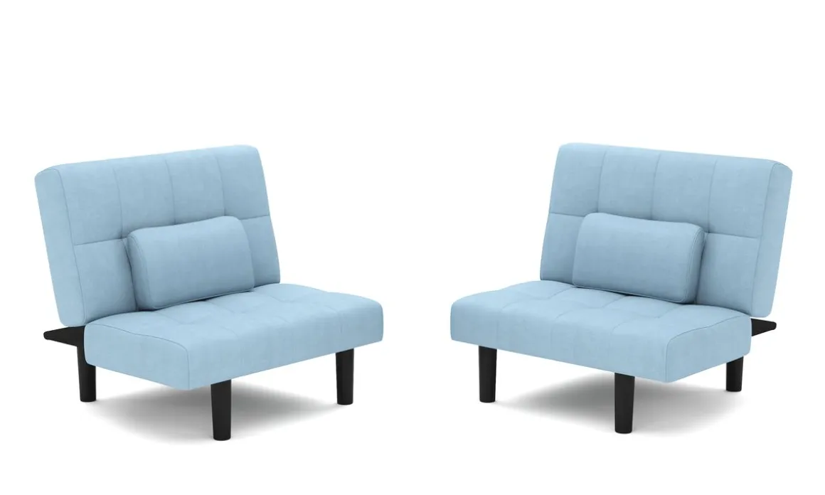 Schlafsofa Leinen LINUS multifunktional hellblau