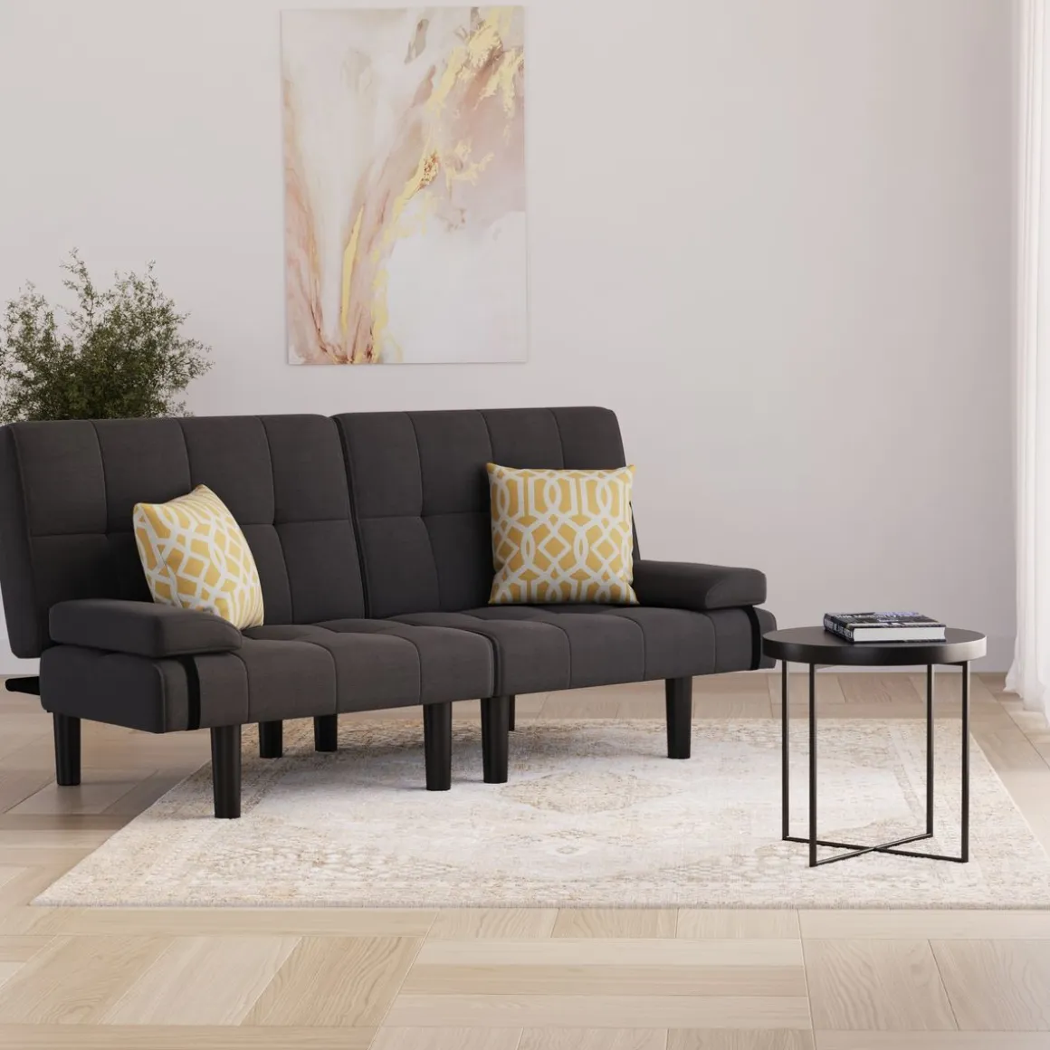 Schlafsofa Leinen LINUS multifunktional anthrazit